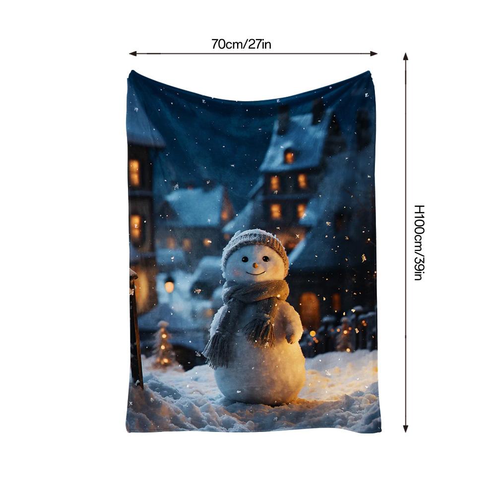 Tuniu Winter Snowman Plush Throw Blanket for Sofa Bed Bedroom Decoration Warm Cozy Gift