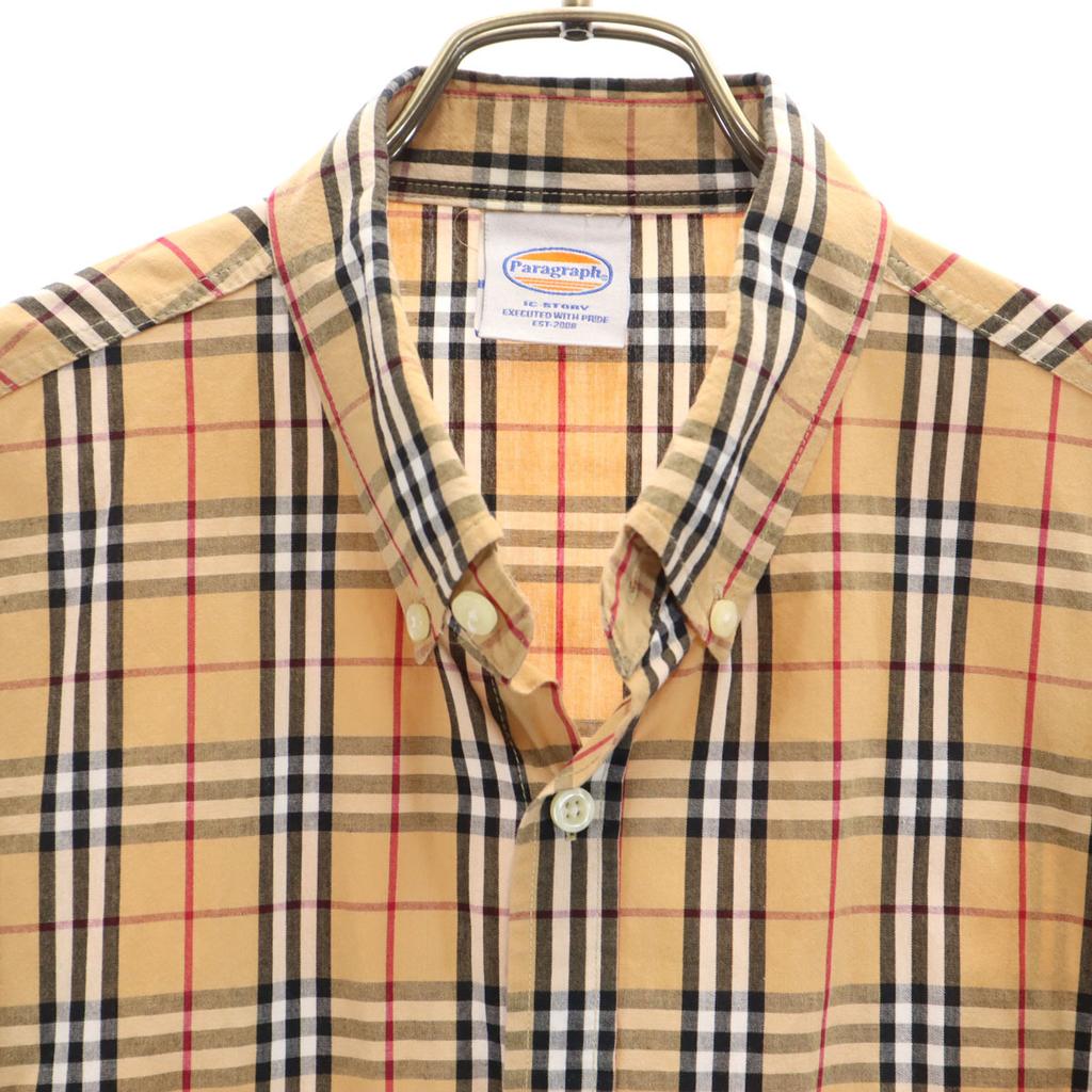 PARAGRAPH Koszula z długim rękawem zapinana na guziki w kratę jasnobrązowa męska używana