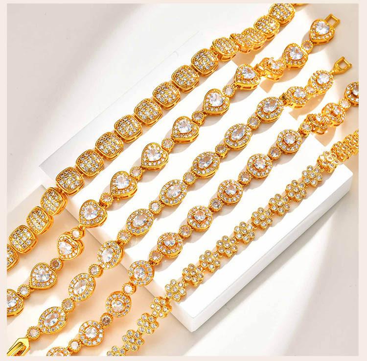 Tennisarmband für Damen, Strass 18K Gold Platin Iced Out Zirkonia Glieder Modisch Stapelbar Armreifen Schmuck