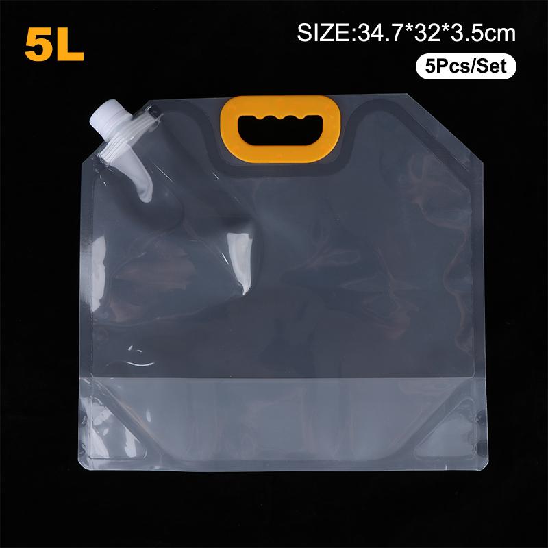

5Pcs 1L-10L Collapsible Water Container Water Storage Jug Bag For Outdoor Camping Hiking Emergency Survival as the picture
