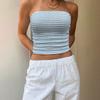 European and American Sexy Blue and White Striped Tube Top Sleeveless Off-the-shoulder Tight Short Vacation Vest Top Women