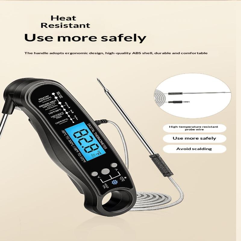 Kitchen Digital Food Thermometer 2 Probes with Bright Backlight for BBQ Grilling Oven Accurate Cooking