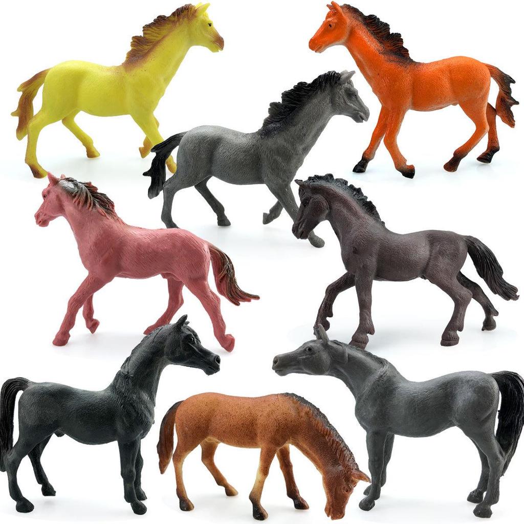 Black Stallion Foal Simulation Animal Model - Wild Horse Cognitive Toy Ornament for Children