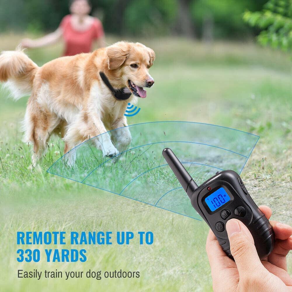 Black Pet Dog Training Collar Rechargeable Remote Control Waterproof 330 Yards