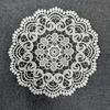 White Lace Placemat, Round Oval Vintage Doily, Embroidered Placemat Coaster for Cup Vase Dining Table Wedding Party Decor