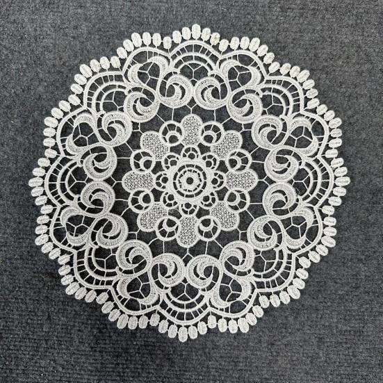 White Lace Placemat, Round Oval Vintage Doily, Embroidered Placemat Coaster for Cup Vase Dining Table Wedding Party Decor