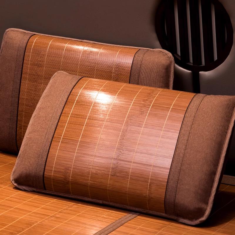 Double-Sided Bamboo Ice Silk Straw Cool Mat for Summer & Winter 47*74cm [Pillowcase]