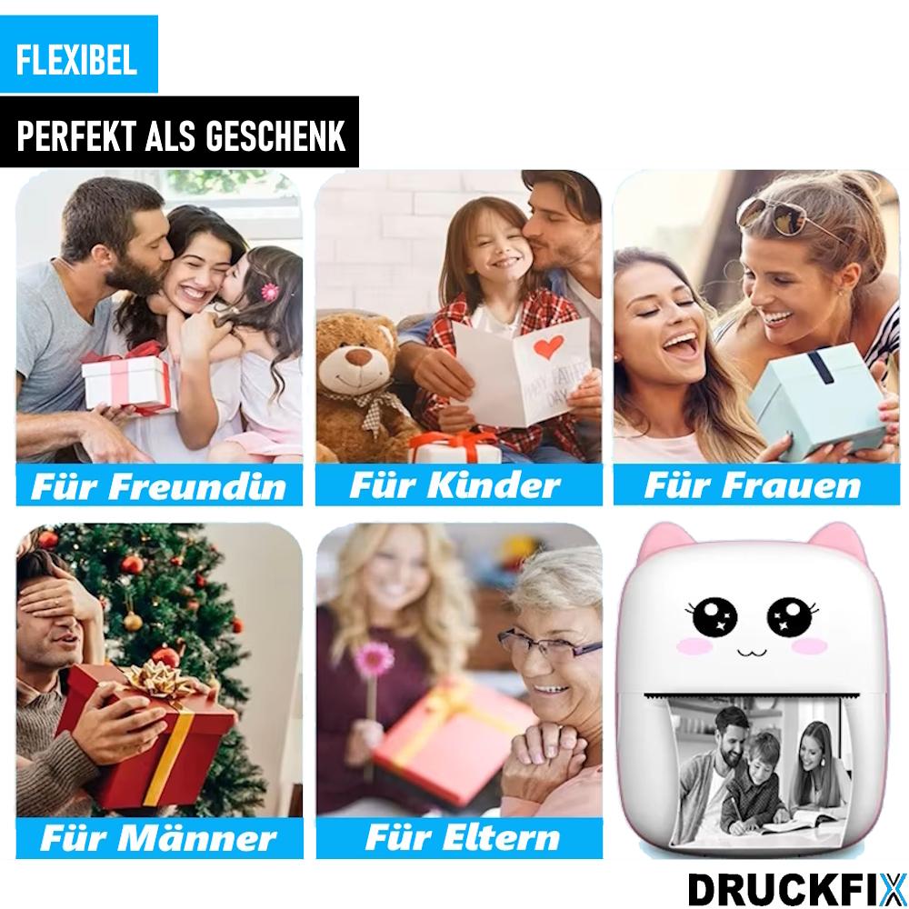 DRUCKFIX Mini tiskárna Kapesní tiskárna pro smartphone Bezinkoustová Mobilní termo