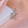 Niche Trendy Temperament  Micro Inlaid Zircon Flower Ring for Women  Fashionable  Simple  Personalized  Open Mouthed Index Finger Ring
