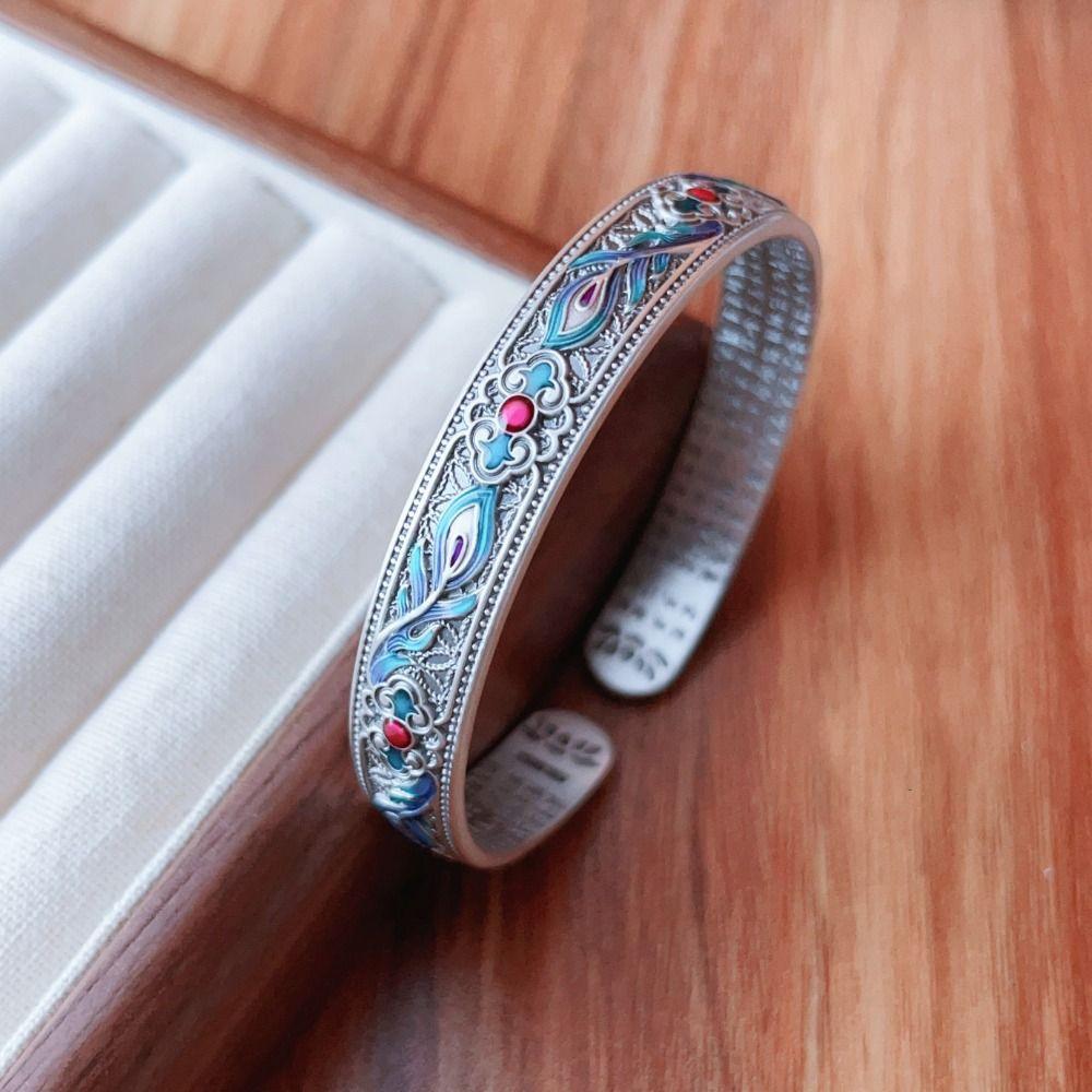 Pulseira de Mão Feminina Tradicional Pulseira Clássica Chinesa Cloisonné Joias