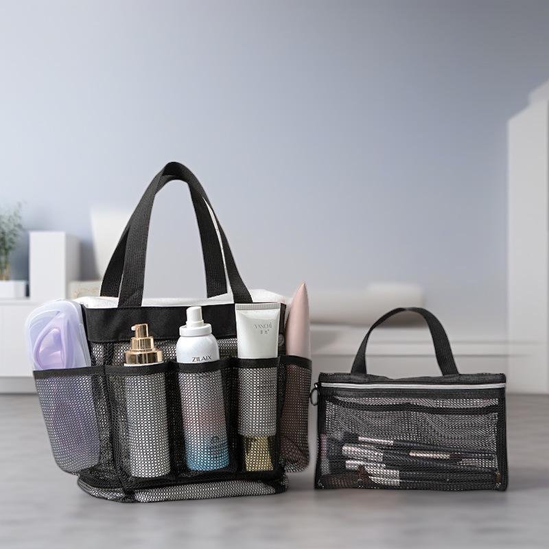Multifunctional Mesh Beach and Makeup Bag with Multi-Pockets