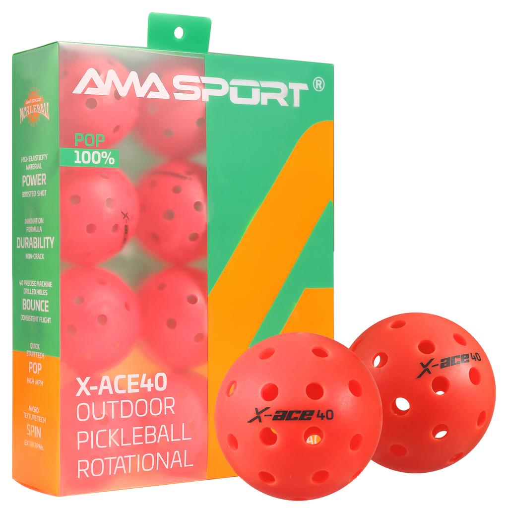 AMASPORT Pickleball Bälle X-ACE40 Professionelle Offizielle Pickleball Bälle Hoher Rückprall & Hohe Sichtbarkeit für Outdoor-Spiele