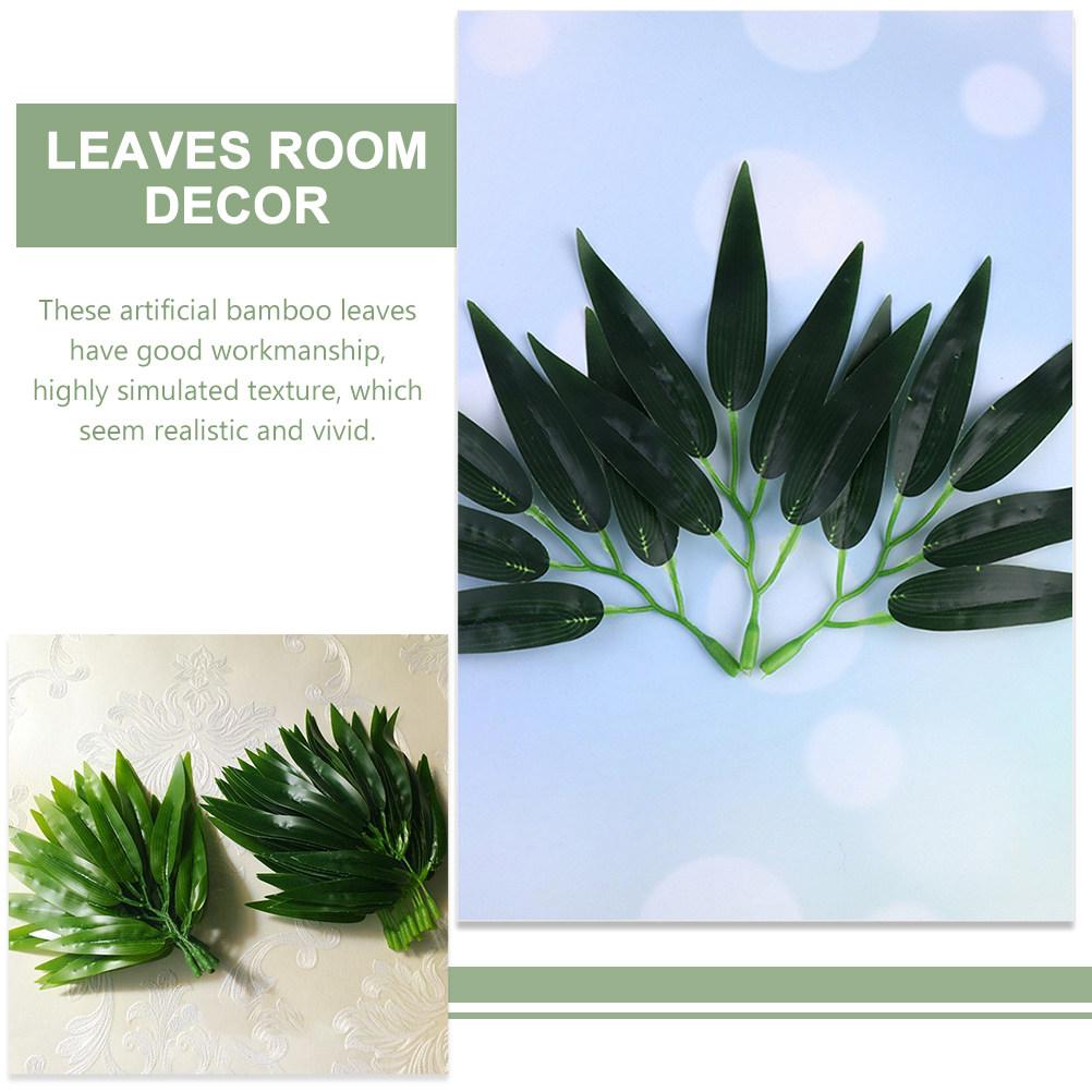 30Pcs Artificial Bamboo Leaves Fake Bamboo Leaf Stems High Quality Faux Leaves for Restaurant Home Garden Decoration