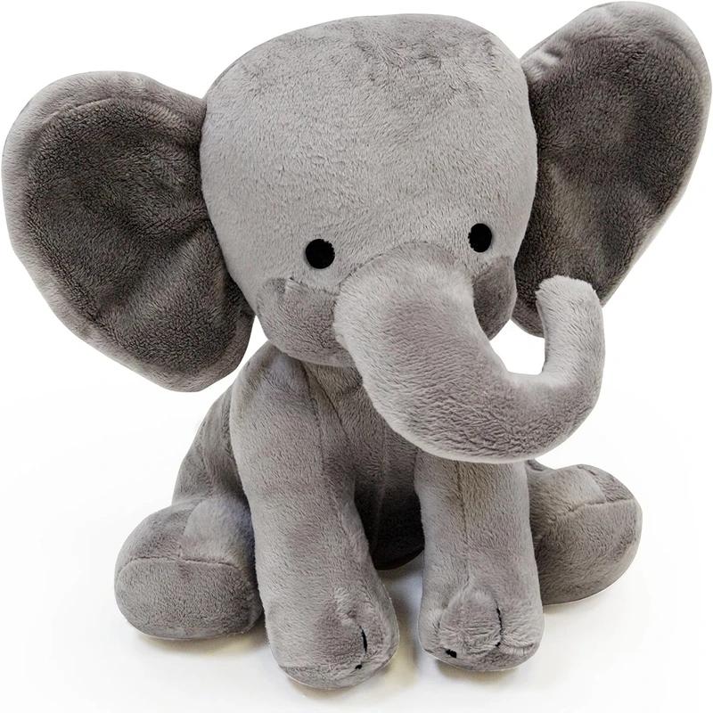 Jucării de pluș umplute cu elefant gri de 25 cm Animale Kawaii Pernă umplută pentru dormit moale păpușă Plushie pentru camera bebelușului Cadouri decorative