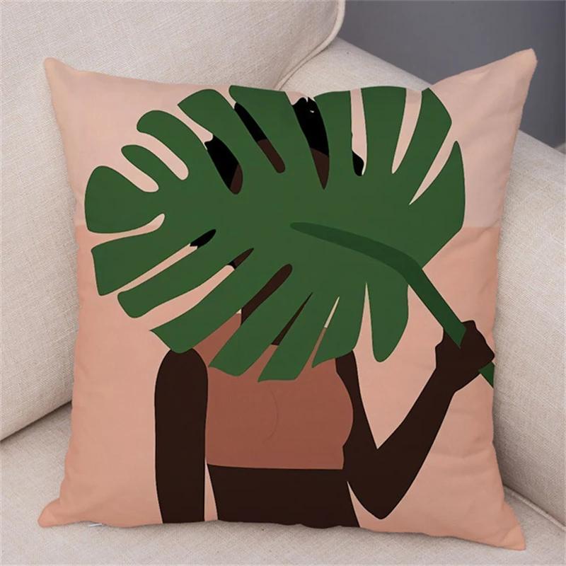 Geometric Pattern Fashion Women Sofa Car Home Decor Cushion Cover Black African Girl Pillowcase
