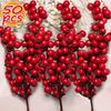 Christmas Red Berries DIY Artificial Red Berries Stems Holiday Wreaths Xmas Tree Ornament Party Displays Decoration Wholesale