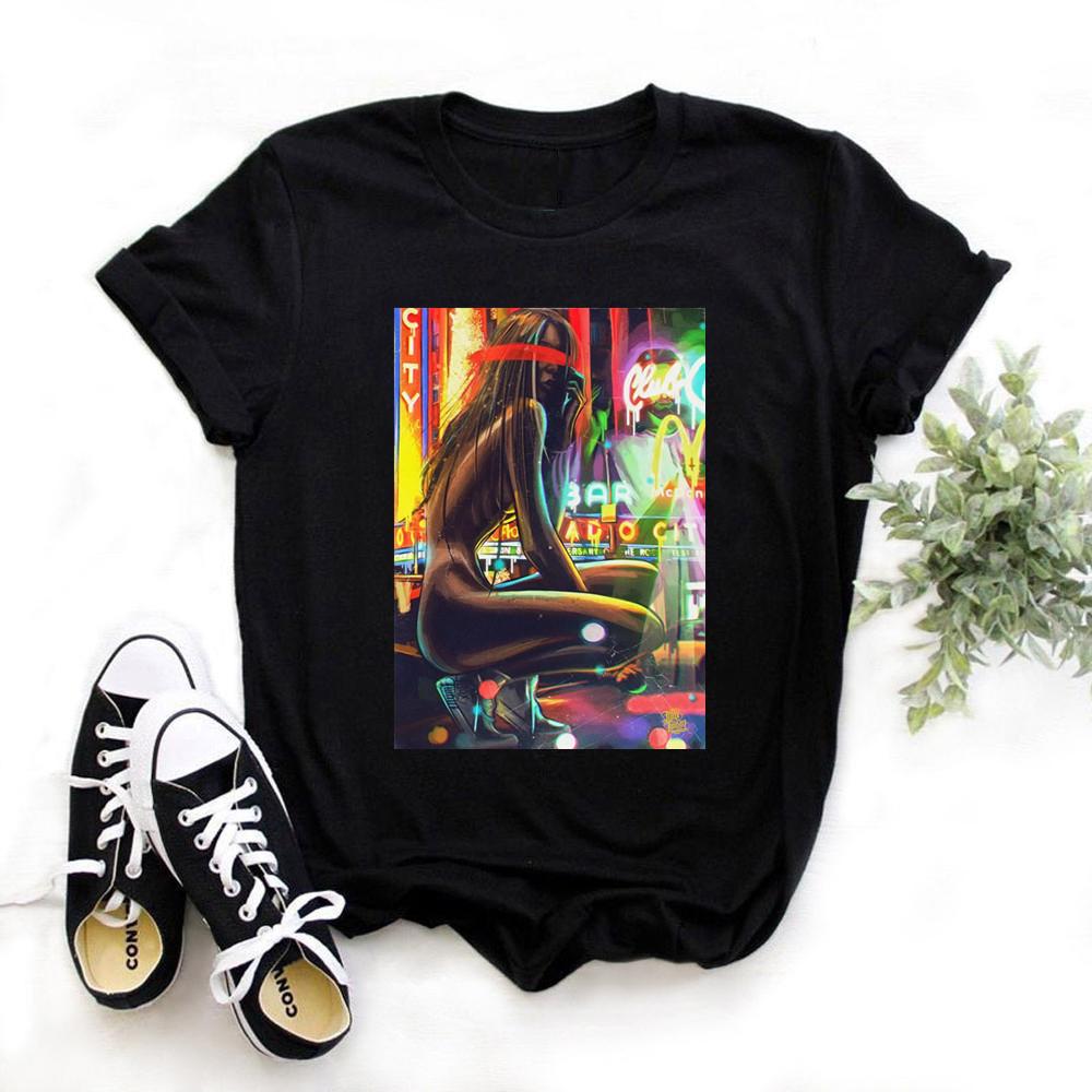Women Black Cotton T Shirt Summer Short Sleeve Harajuku Tshirt Girl S T Shirts Black