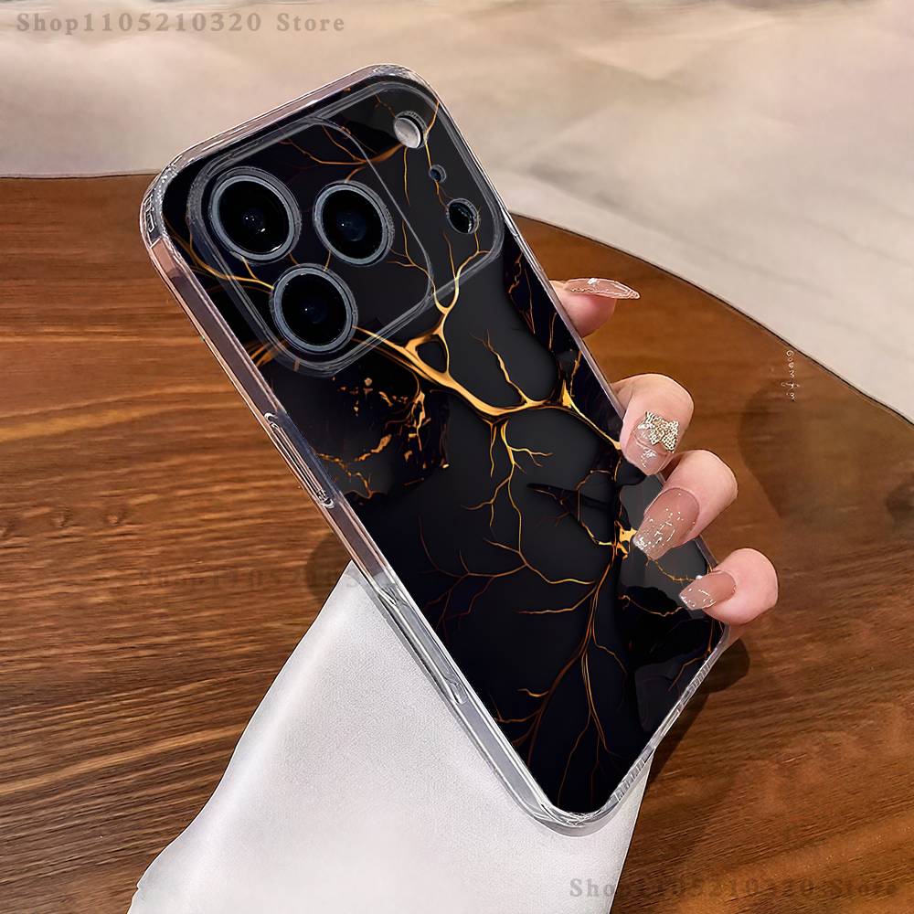

Cool Texture Platinum Marble Phone Case For iPhone 17,16,15,14,13,12,11 Pro,Max,Plus,X,XS,XR,SE4,E Mini Transparent Soft Cover iPhone7