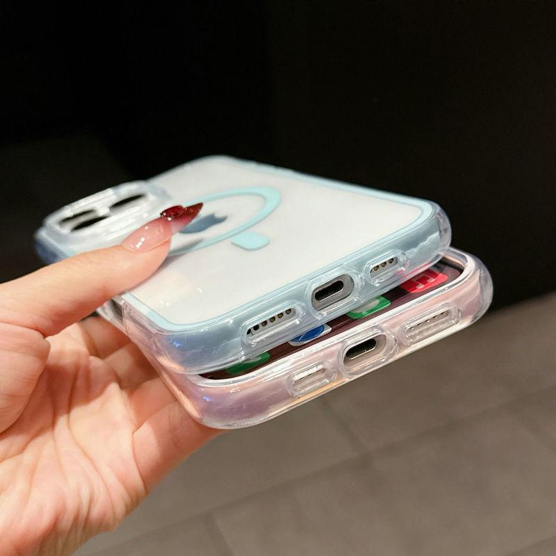 Magnetic Clear Colorful TPU Transparent Flexible Soft Case Protective Back Cover for iPhone 16 15 14 13 12 11 Pro Max