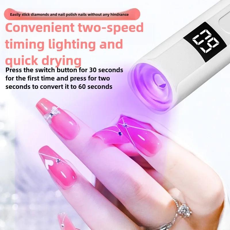 Timing Display Portable Handheld Mini Nail Lamp Family Quick Dry Flashlight Pen Chargeable Nail Dryer Machine Uv Led Nail Lamp