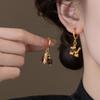 18k Gold Plated Tiger Eye Small Dog Earrings: Retro Melanin Luxury Versatile Accessories for Women