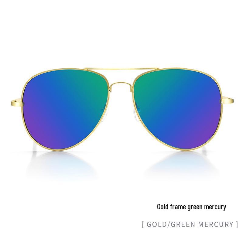 Unisex Aviator Frog Mirror Sunglasses - Multicolor Metal Frame
