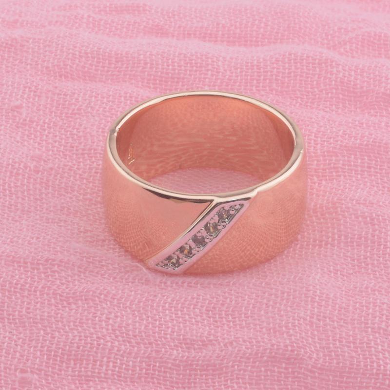 FJ 10mm Women Unisex 585 Rose Gold Color White Cubic Zircon Round Rings