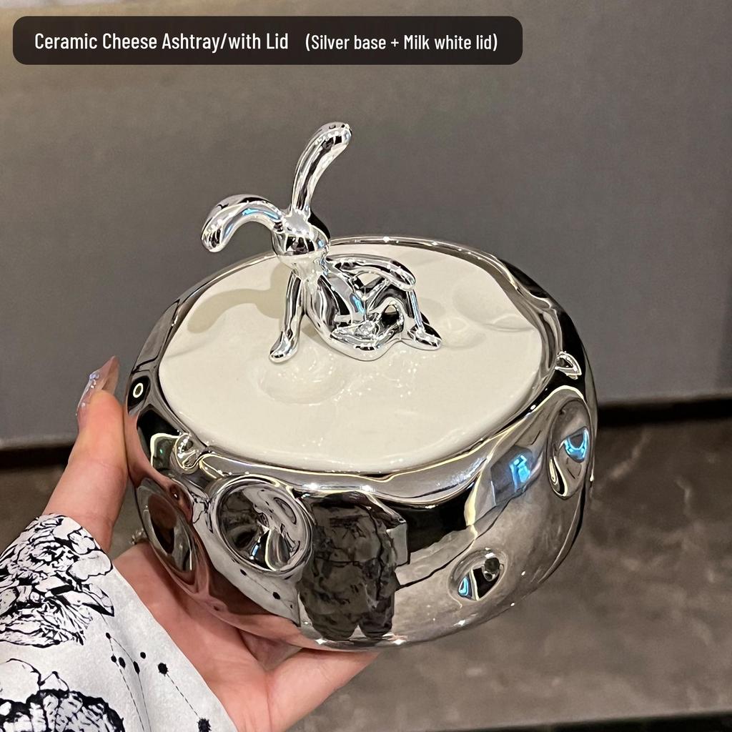 High-End Ceramic Ashtray with Lid: Stylish, Anti-Fly Design for Home & Commercial Use