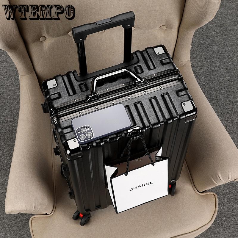 Women's Men's Quiet Spinner Wheel Aluminum Frame Luggage - Durable Large Capacity Suitcase with Combination Lock