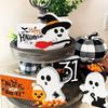 3pcs Cute Ghosts Halloween Indoor Decoration Set PVC Layered Tray Decoration Table Sign Pumpkin Pie For Party Home Shelf Display