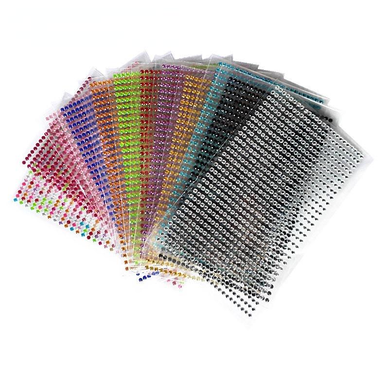 1500 Teile/satz 3mm Diy Aufkleber Kunst Kristall Bling Strass Selbstklebende Aufkleber für Telefon Fall Dekoration YSXX