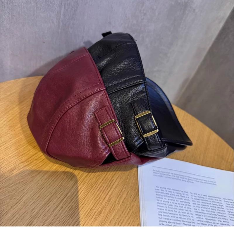 Spring and Autumn New Anti-wearing Leather Forward Hat Spice Girl Personality Niche Beret