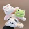 Autumn & Winter Cartoon Figure Plush Hair Claw Clip for Women - Cute & Funny Updo Shark and Rabbit Clips