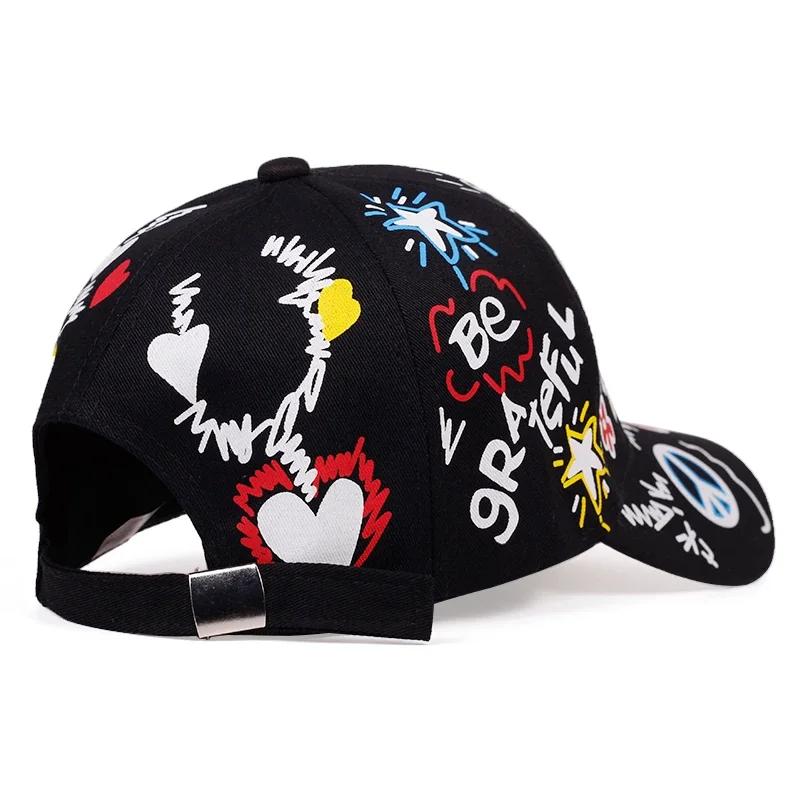 Unisex Letter Printing Graffiti Baseball Caps Outdoor Adjustable Spring and Autumn Casual Sunscreen Hat