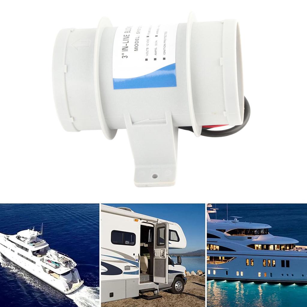3 Zoll 12 V Stilles Inline-Gebläse Inline-Marine-Bilgenluftgebläse für Yachten Boote Luftzirkulation