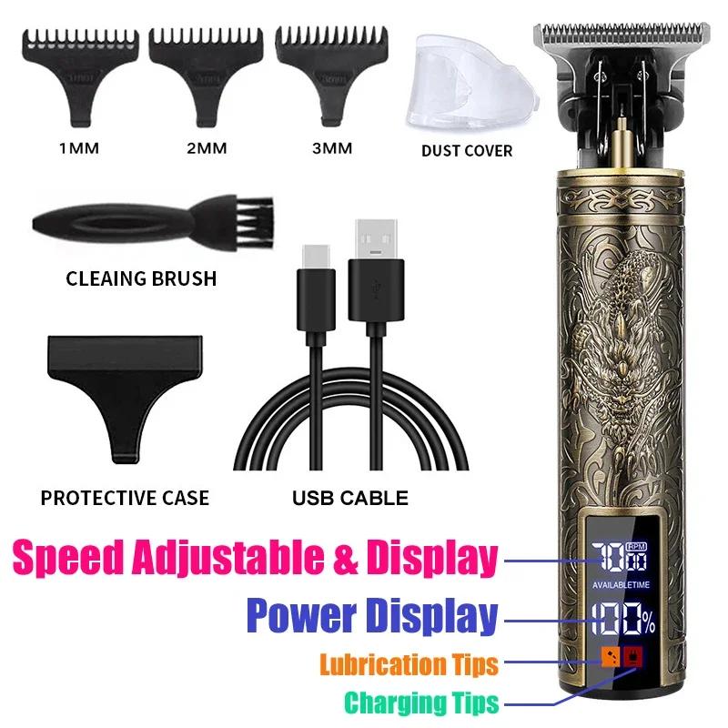 T9 Vintage Electric Shaver Barber Cordless Hair Cutting Machine USB Charging Hair Trimmer Portable Hair Clipper Suitable For Men