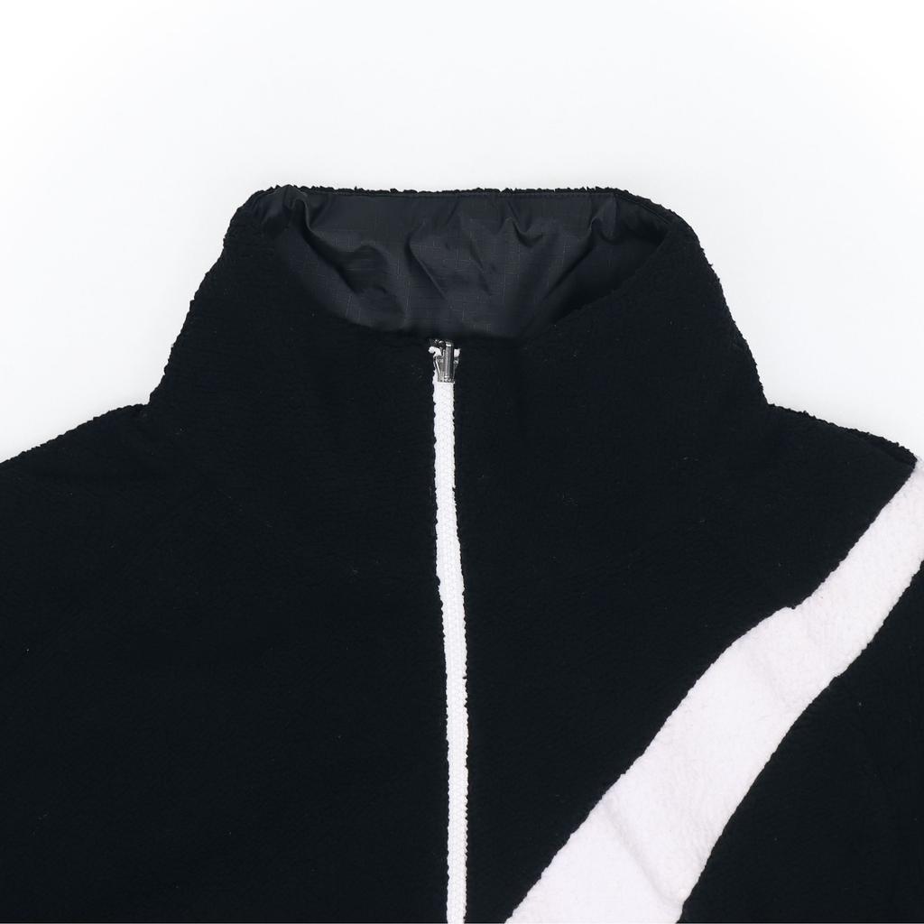 Nike Color Block Velké Logo Sherpa Oboustranná Bunda se Stojáčkem Dámské Bundy Černá CZ4063-010