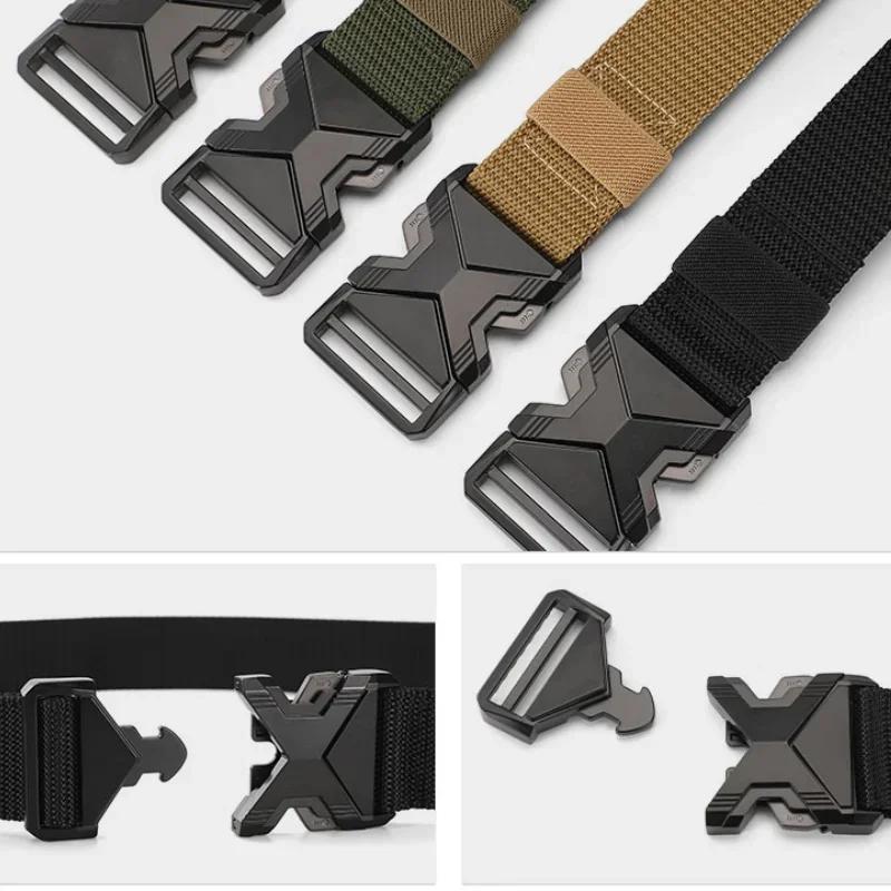 The New Men's 120Cm Buckle Belt Nylon Braided Lightweight Breathable Daily Commuter Men's Belt Outdoor Military Training Canvas Belt