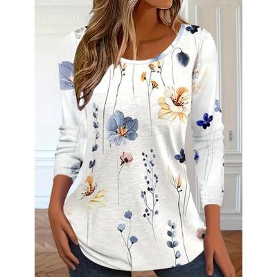 Vibrant Floral 3D Print O-Neck Long Sleeve T-Shirt Fashion Pattern Women Clothing Casual Y2k Clothes Harajuku Female Clothing