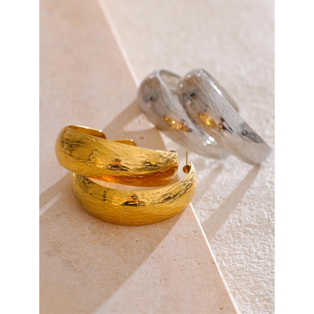 Eetit 316L Stainless Steel Polished Metal C Shape Daily Earrings Anti Allergic PVD Plated Trending Versatile Attractive Jewelry