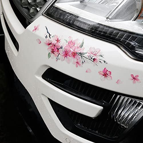 EXCEREY Cherry Blossom Car Sticker, Waterproof, Cartoon Style, Romantic, Hiding