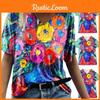 Summer Casual T Shirt With Floral Print And V Neck For Women