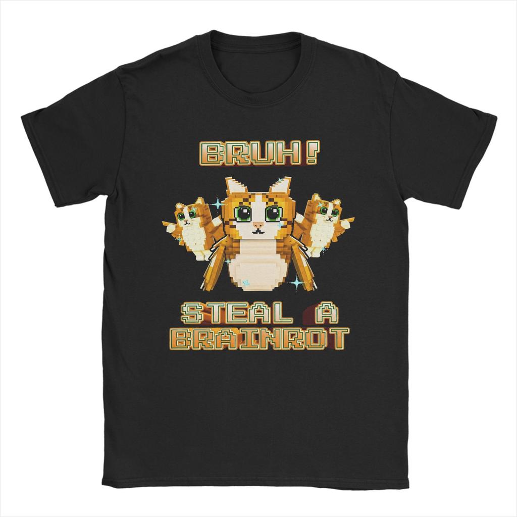 Bruh Yess Noo My Examen Funny Brainrot Steal a Brainrot Tshirts Men Cotton Tops Aesthetic  O-neck Short Sleeve