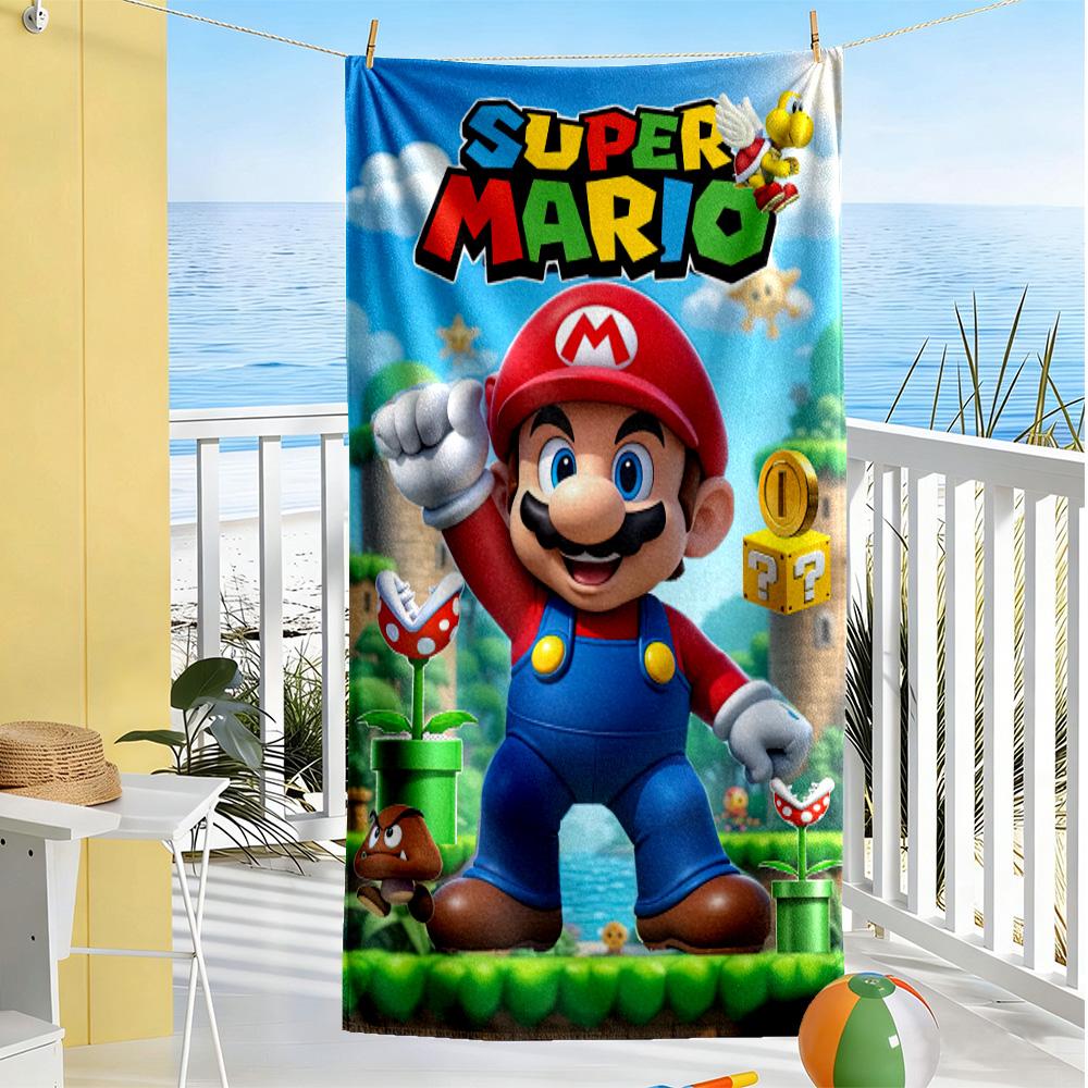 Mario Theme Beach Towel Super Soft & Absorbent Comfortable Lightweight Perfect for Traveling Yoga Camping and Swimming