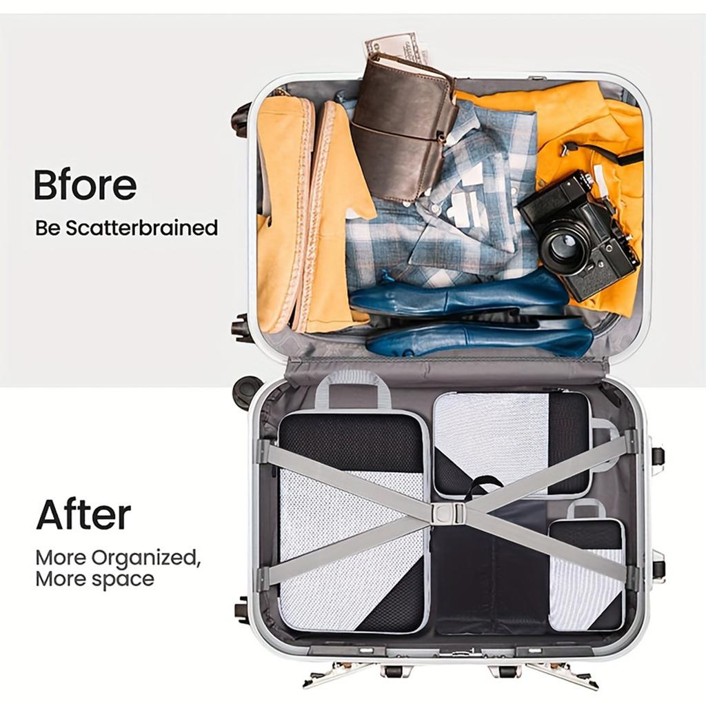 4pcs Travel Luggage Compression Bags, Lightweight Versatile Clothes Organizers, Lightweight Expandable Versatile Dustproof Bags