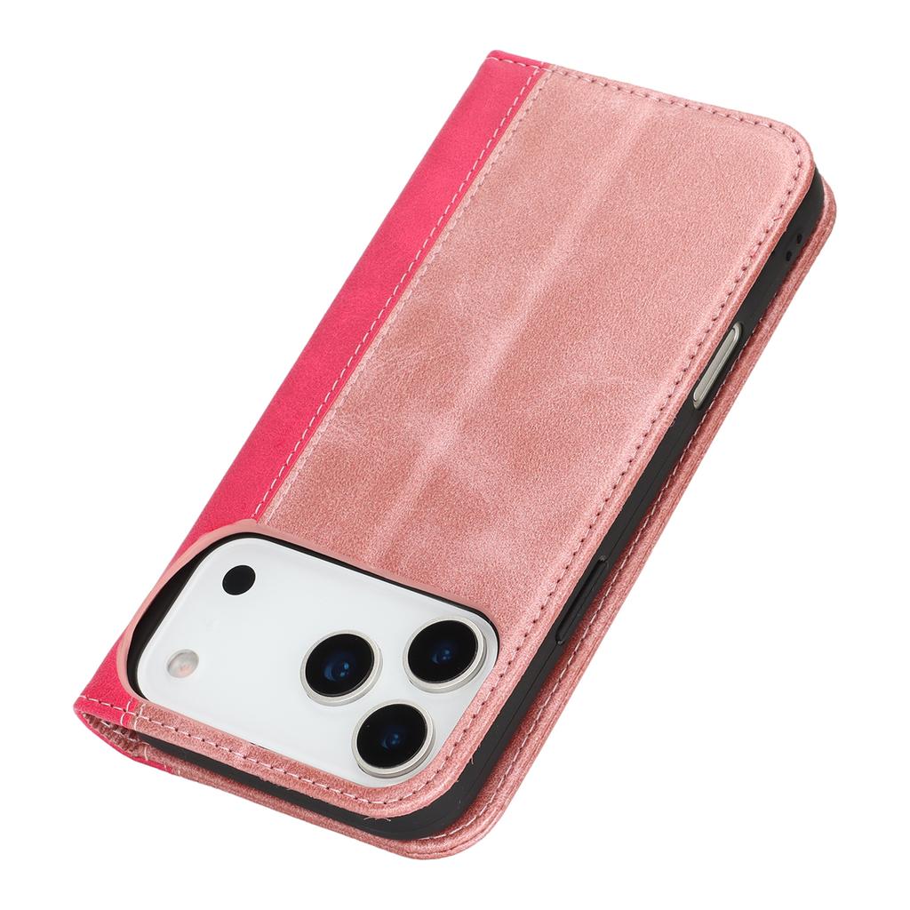 For iPhone 17 Pro Case Calf Texture 3 Card Slots Color Splicing Leather Phone Cover