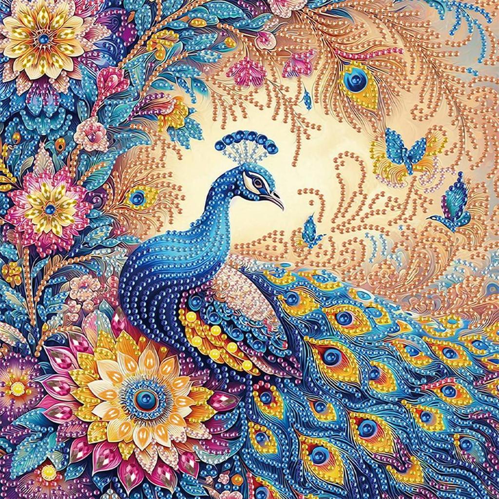 5D DIY Partial Special Shaped Drill Diamond Painting Kit Peacock Owl Decoration