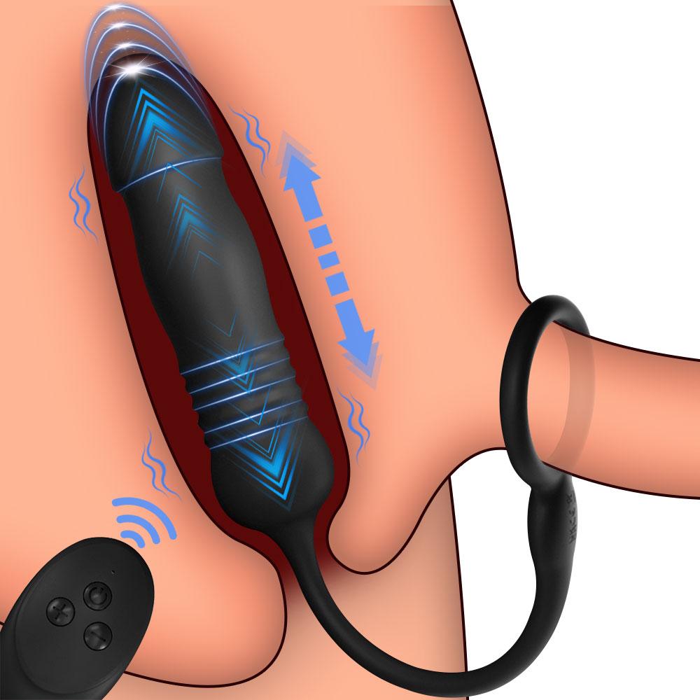 Male Anal Stimulator Exerciser Sperm-locking Ring Delayed Ejaculation Vaginal Extension Vibrator Penis Ring Sex Toys for Couples