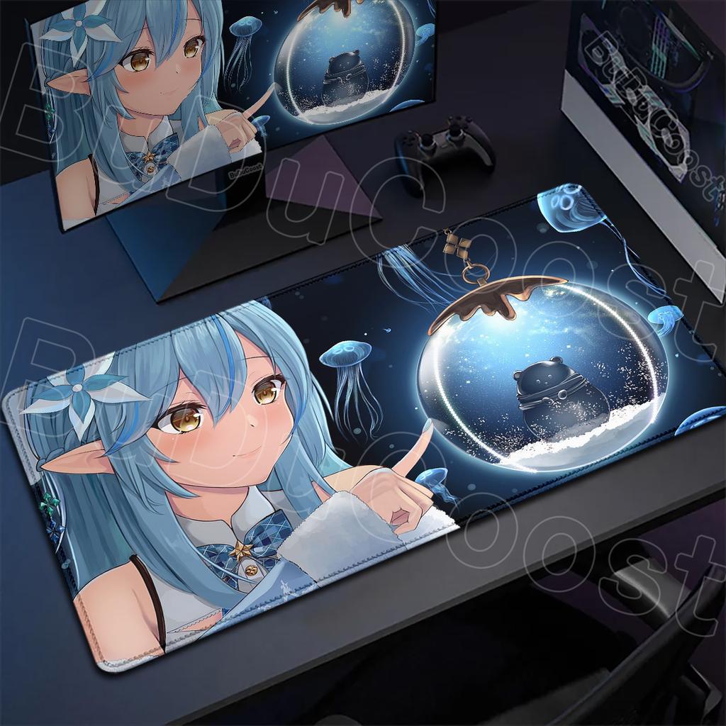 Kawaii Desk Carpet Office Gaming Accessories Hololive Yukihana Lamy Mouse Pad Large Laptop Keyboard Mat Non-slip PC Computer Rug