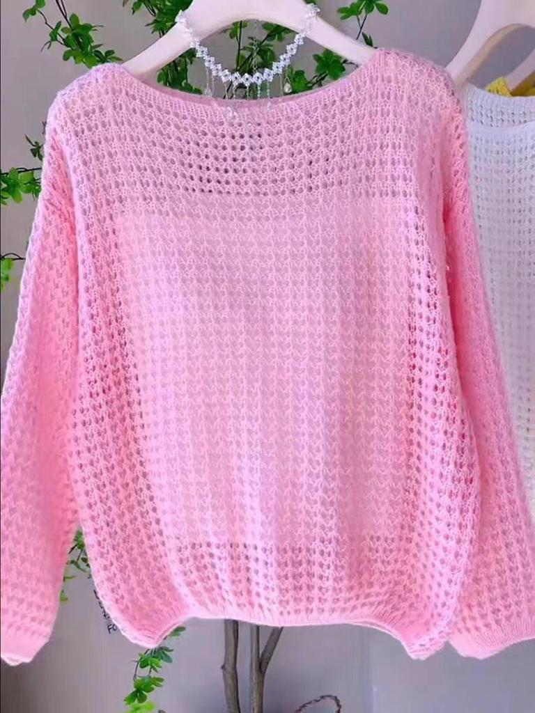 Women's Lightweight Sheer Knit Cardigan - Loose Fit, Long Sleeve, Sun Protection for Spring/Summer